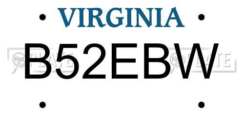 B52EBW Virginia License Plate