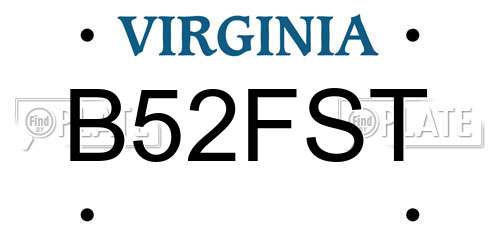 B52FST Virginia License Plate