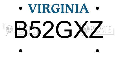B52GXZ Virginia License Plate