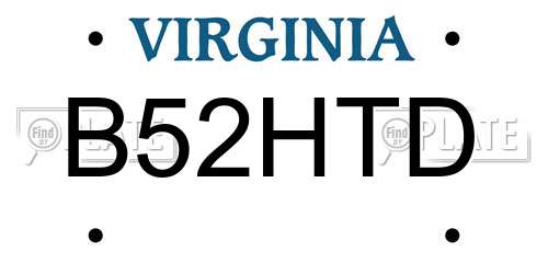 B52HTD Virginia License Plate