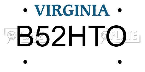 B52HTO Virginia License Plate