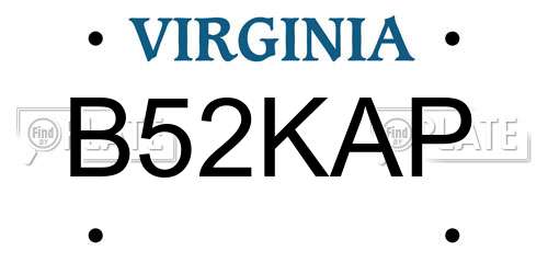 B52KAP Virginia License Plate