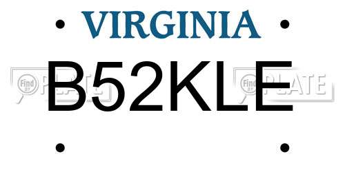 B52KLE Virginia License Plate