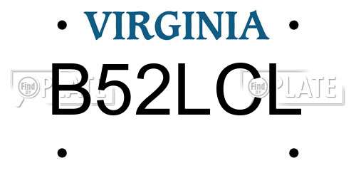 B52LCL Virginia License Plate
