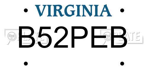 B52PEB Virginia License Plate