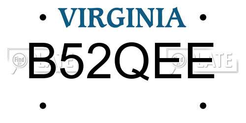 B52QEE Virginia License Plate