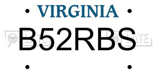 B52RBS Virginia License Plate