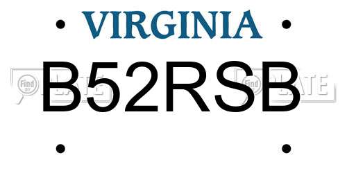 B52RSB Virginia License Plate