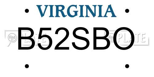 B52SBO Virginia License Plate