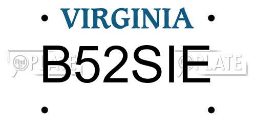 B52SIE Virginia License Plate