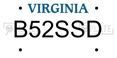 B52SSD Virginia License Plate