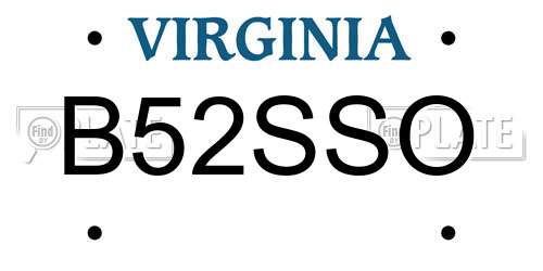 B52SSO Virginia License Plate