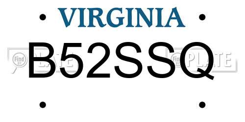 B52SSQ Virginia License Plate