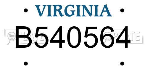 B540564 Virginia License Plate