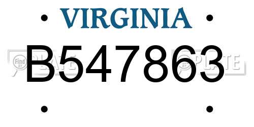 B547863 Virginia License Plate