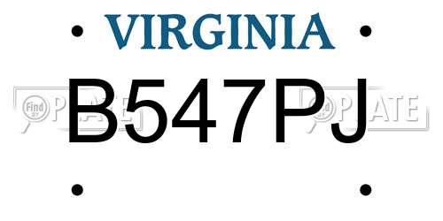 B547PJ Virginia License Plate