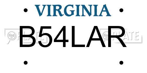 B54LAR Virginia License Plate