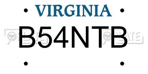 B54NTB Virginia License Plate