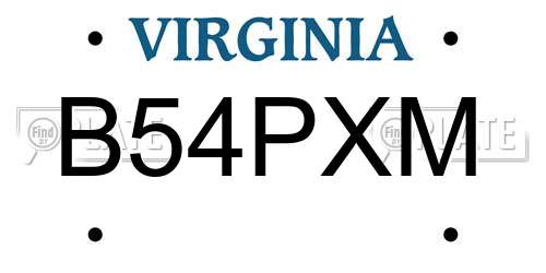 B54PXM Virginia License Plate