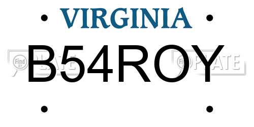 B54ROY Virginia License Plate