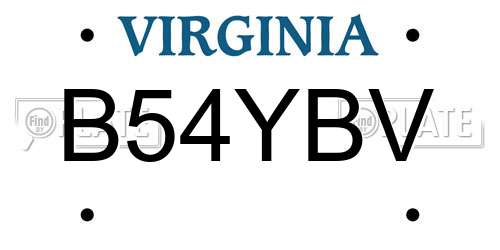 B54YBV Virginia License Plate