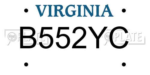 B552YC Virginia License Plate