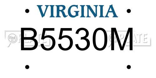 B5530M Virginia License Plate