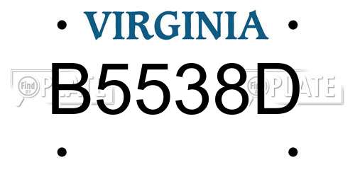 B5538D Virginia License Plate