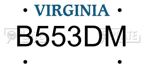 B553DM Virginia License Plate