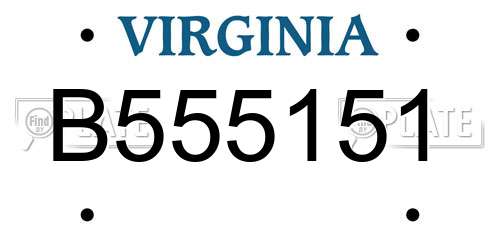 B555151 Virginia License Plate
