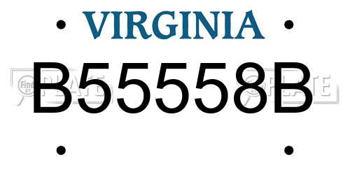 B55558B Virginia License Plate