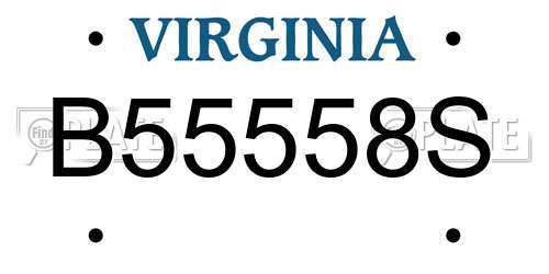 B55558S Virginia License Plate