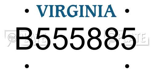 B555885 Virginia License Plate