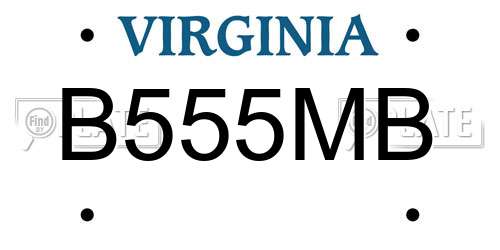 B555MB Virginia License Plate