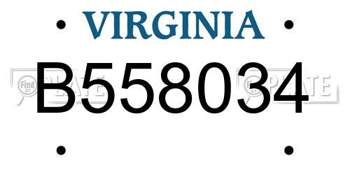 B558034 Virginia License Plate