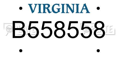 B558558 Virginia License Plate