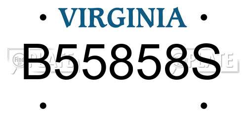 B55858S Virginia License Plate