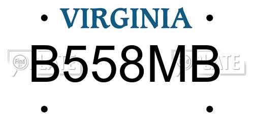 B558MB Virginia License Plate