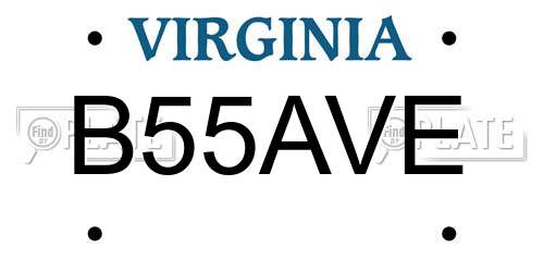 B55AVE Virginia License Plate