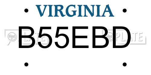 B55EBD Virginia License Plate