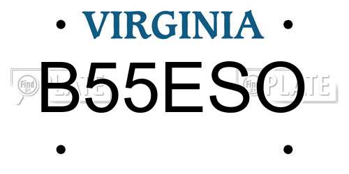 B55ESO Virginia License Plate