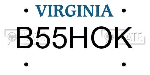 B55HOK Virginia License Plate