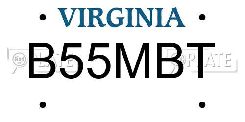 B55MBT Virginia License Plate
