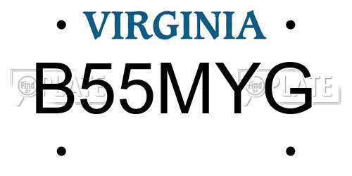 B55MYG Virginia License Plate
