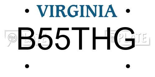 B55THG Virginia License Plate
