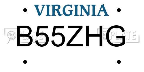 B55ZHG Virginia License Plate