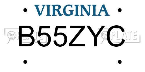 B55ZYC Virginia License Plate