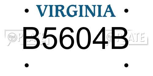 B5604B Virginia License Plate
