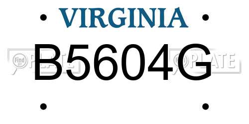 B5604G Virginia License Plate