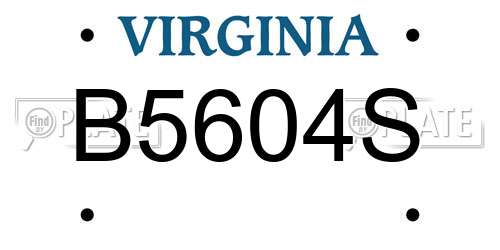 B5604S Virginia License Plate